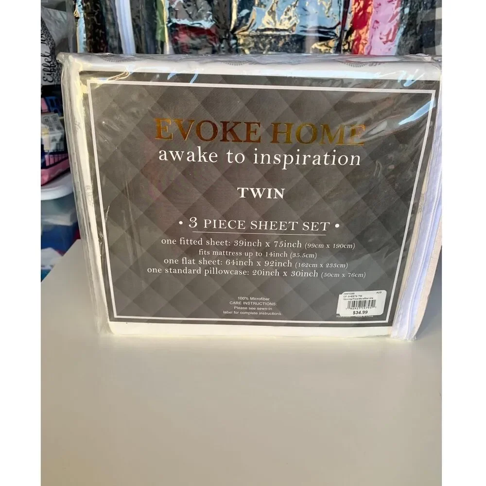 Evoke Home Awake To Inspiration Grey Twin 3 piece Size Sheet Set  Microfiber GEO